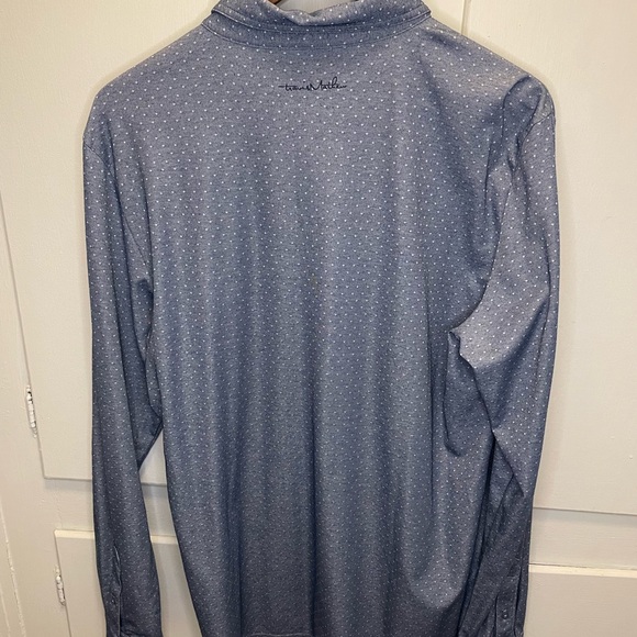 TravisMathew Blue Polka Dot Long Sleeve Polo - Picture 2 of 4